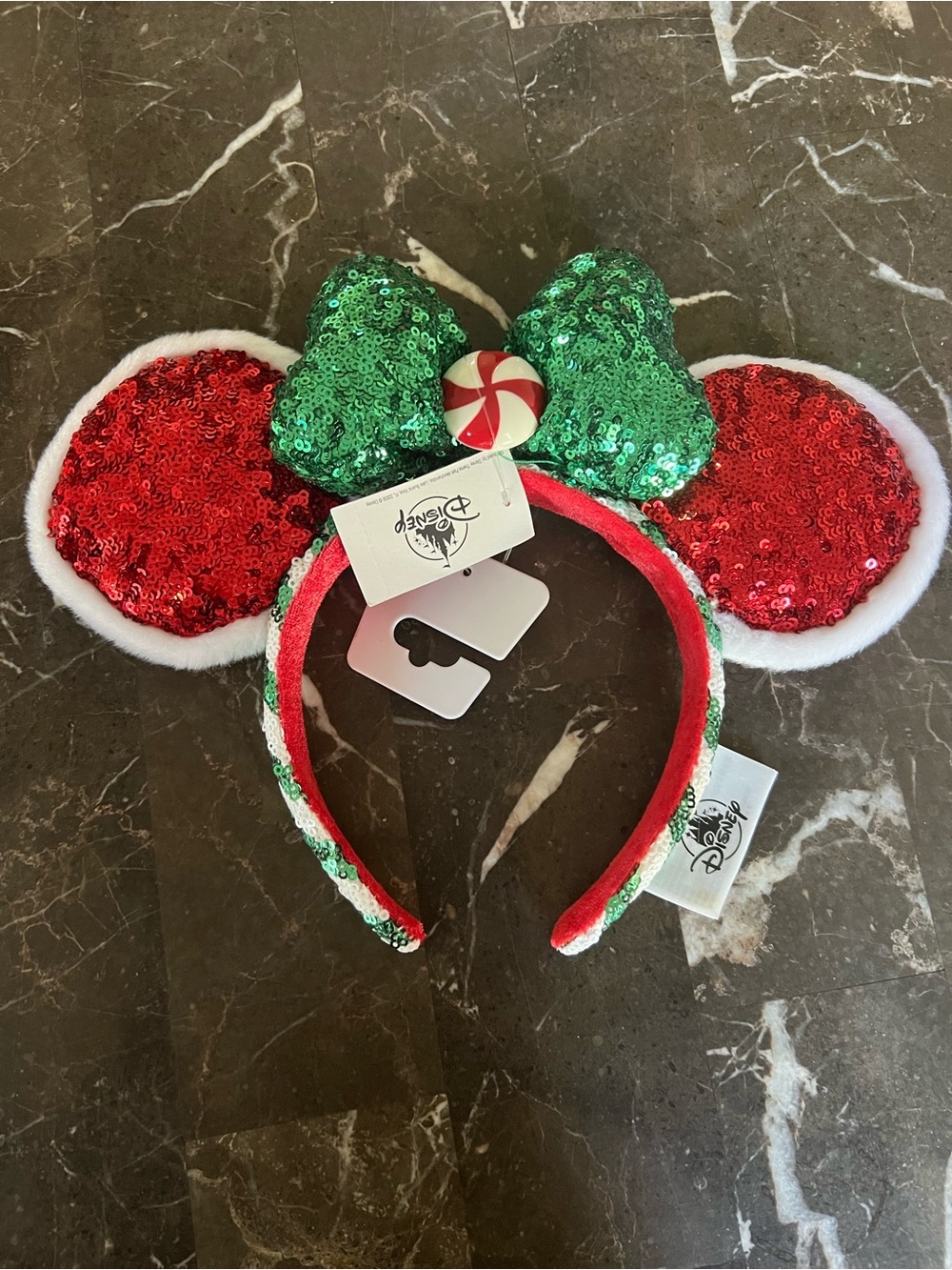 NWT Disney Parks Sequin Holiday Minnie Ear Headband